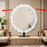 Miroirs intelligents à support rond pour maquillage, miroir de table à engrenages multiples avec éclairage Led, miroir décoratif pour chambre à coucher