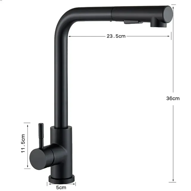 Robinet d'évier de cuisine extractible noir – vue 5