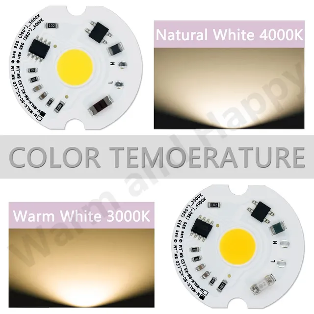 Puce LED 8W AC220V blanc chaud blanc naturel LED COB… – vue 4