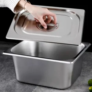 Assiettes de lavabo pour Buffet alimentaire, Pots carrés en acier inoxydable, plateau, casseroles rectangulaires, poêle de service pour dîner avec couvercle Assiettes de lavabo pour Buffet alimentaire, Pots carrés en acier inoxydable, plateau, casseroles rectangulaires, poêle de service pour dîner avec couvercle