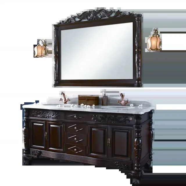 Armoire de salle de bain en bois avec détails sculptés à… – vue 2
