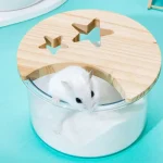 Baignoire transparente Anti-fuite pour Hamster, avec couvercle, ours doré, toilettes en forme d&rsquo;étoile et de lune, bassin de sable pour Hamster, cochon d&rsquo;inde