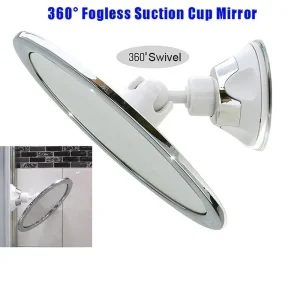 Miroir de Maquillage avec Support Ventouse, Rotation à 360 °, Douche, Rasage, Rond, Salle de Bain