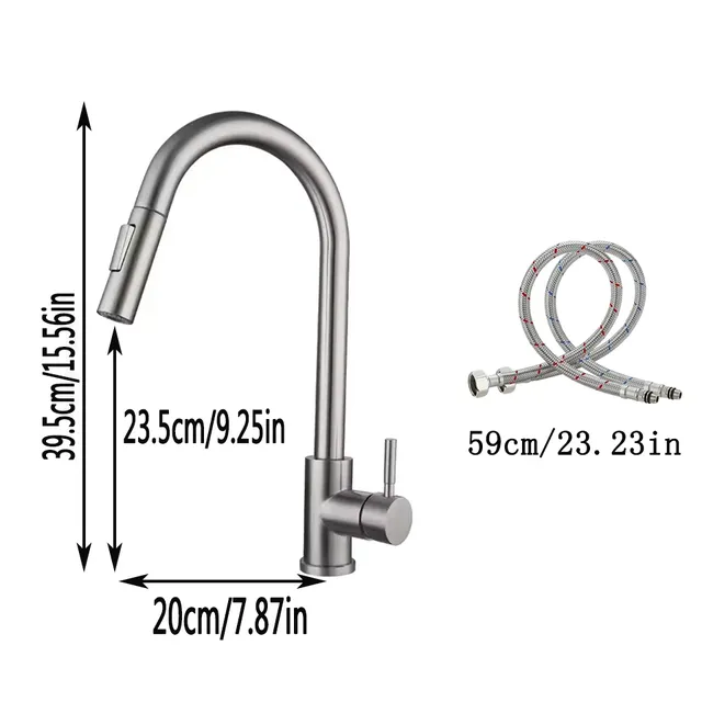 Robinet cuisine acier inoxydable brossé mitigeur… – vue 6