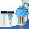filtre robinet douche universel anti sédiment inox PVC transparent bleu compact visible fileté chromé cartouche métallique maille adaptable économique domestique