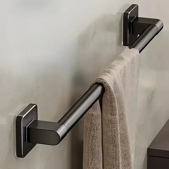 Porte serviettes mural adhésif aluminium noir mat… – vue 4