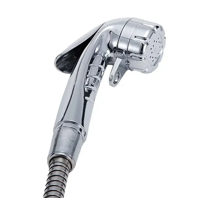 Pommeau de douche de couleur chromée 1/2 avec bouton de… – vue 4