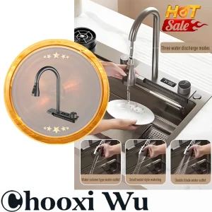 CHOOXIWU-Grand évier de cuisine en acier inoxydable avec affichage numérique, bol simple, cascade, pluie, système canonique 5, bassin à vaisselle CHOOXIWU-Grand évier de cuisine en acier inoxydable avec affichage numérique, bol simple, cascade, pluie, système canonique 5, bassin à vaisselle