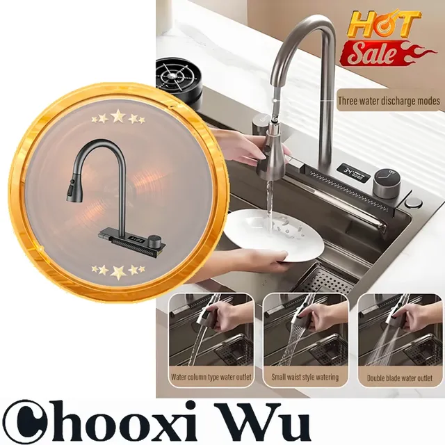 CHOOXIWU-Grand évier de cuisine en acier inoxydable avec…