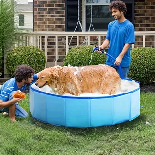 Baignoire bleue pour chien