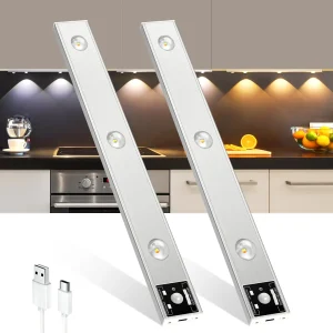 Lumières LED magnétiques rechargeables USB avec détecteur de mouvement, lampes à intensité variable, sous armoire, cuisine, tableau chi, garde-robe, 3 couleurs
