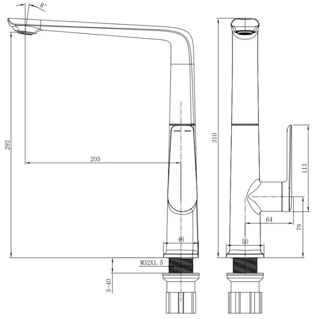 Robinets de cuisine extractibles en or brossé – vue 6