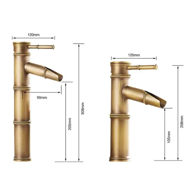 Robinet de lavabo en laiton Antique en forme de bambou – vue 6