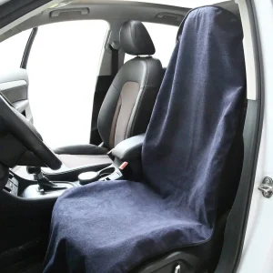 housse siège voiture universelle microfibre éponge bleu marine rectangulaire assise dossier baquet absorbante douce antipoils antisalissures lavable machine