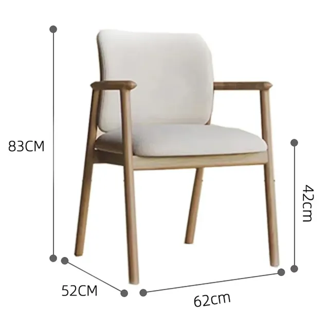 Chaise scandinave minimaliste rembourrée tissu beige… – vue 2