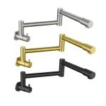 Robinet de cuisine pliable mural, robinet d&rsquo;évier froid simple en acier inoxydable 304, bec rotatif à 360 degrés, robinet de cuisine dissimulé