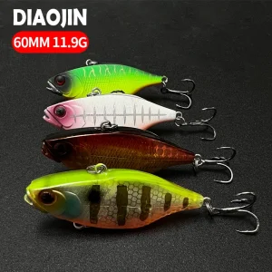 Leurres de pêche à vibrations coulantes, appâts artificiels, WobJeff sans lèvres, équipement de pêche au bar et au brochet, VIB longue vue, 60mm, 12g