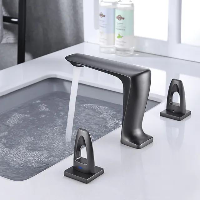 Mitigeur lavabo trois trous bec cascade double poignées… – vue 5