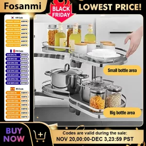 Armoire de cuisine, panier d&rsquo;angle, tiroir en acier inoxydable, Double couche, organisateurs de rangement extractibles, amovibles, hauteur réglable