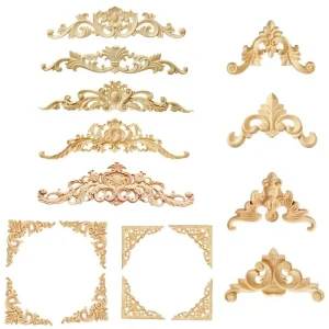 Appliques bois sculpté baroque rococo arabesques florales relief naturel clair personnalisables artisanales restauration mobilier cadres portes moulures ornements élégantes européennes