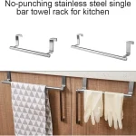 Porte-serviettes élégant en acier inoxydable, porte-serviettes suspendu à porte sans perçage pour salle de bain et cuisine, étagère Durable peu encombrante pour