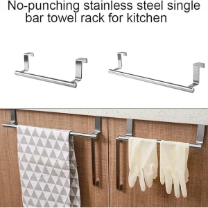 Porte-serviettes élégant en acier inoxydable, porte-serviettes suspendu à porte sans perçage pour salle de bain et cuisine, étagère Durable peu encombrante pour