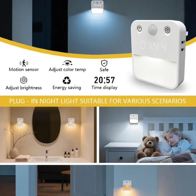 LED intelligente veilleuse horloge moderne applique ue… – vue 5