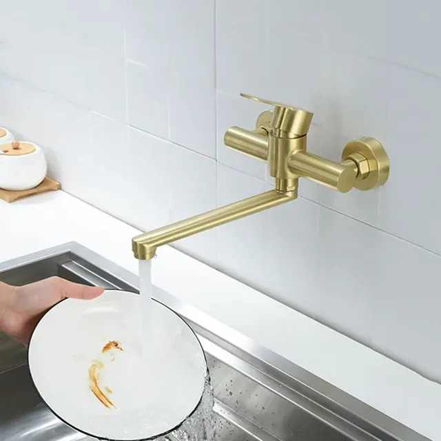 Robinet d'évier de cuisine en acier inoxydable 304 or…