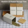 Bocaux de stockage en métal avec couvercle en bambou, récipient alimentaire, boîte hermétique, convient pour le thé, le café, le sucre, l&rsquo;évaluation de la cuisine