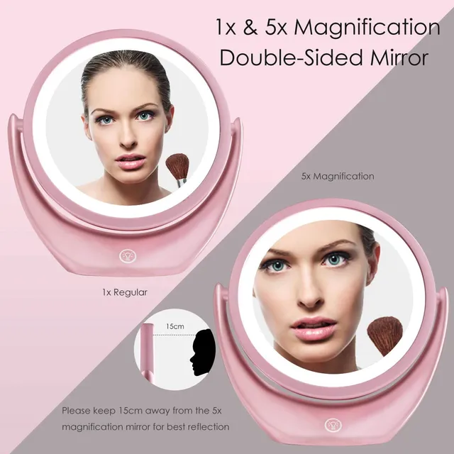 Miroir maquillage rond double face grossissant 5x 1x… – vue 2