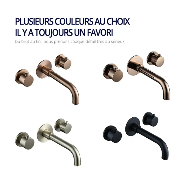 Robinet de lavabo en or rose brossé 100% robinet d'évier… – vue 6