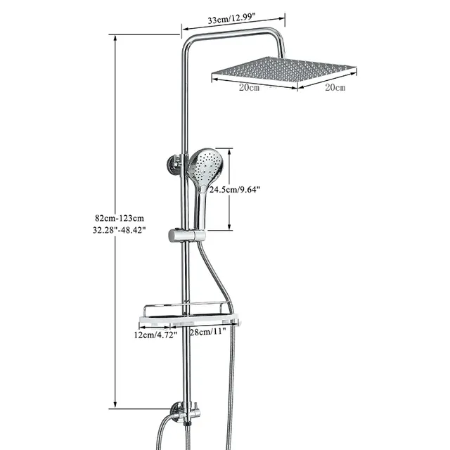 Ensemble de douche à effet pluie simple chromé – vue 5