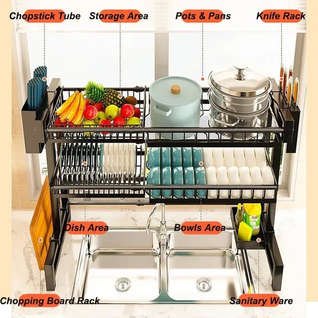 Étagère de rangement de cuisine au-dessus de l'évier – vue 2
