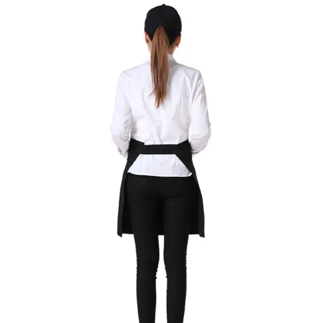 Tablier noir demi-longueur avec poches pour femme et homme – vue 4