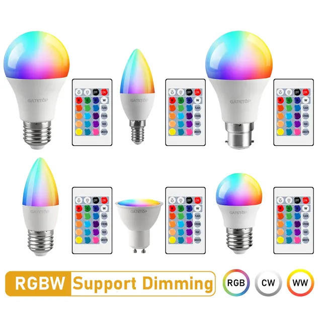 LED RGB lampe projecteur ampoule E27 E14 GU10 B22 AC120V…