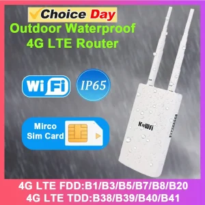 KuWFi étanche extérieur 300Mbps WiFi routeur CAT4 4G LTE routeurs 3G/4G carte SIM routeur Modem pour caméra IP/couverture WiFi extérieure,4G Modem Router
