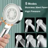 Pommeau de douche avec tuyau, 5 Modes, haute pression, pluie, Massage Spa, économie d’eau, douche, accessoires de salle de bains d’hôtel Pommeau de douche avec tuyau, 5 Modes, haute pression, pluie, Massage Spa, économie d’eau, douche, accessoires de salle de bains d’hôtel