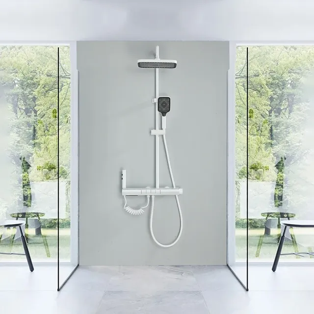 Colonne douche thermostatique murale tête pluie carrée… – vue 6