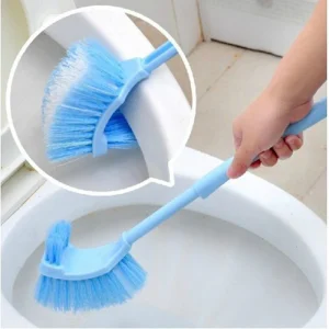 Brosse de toilette en plastique à Long manche, Double face, nettoyage des cheveux morts et doux, gommage incurvé, espace de sol, nettoyeur d&rsquo;angle de salle de bains, 1 pièce