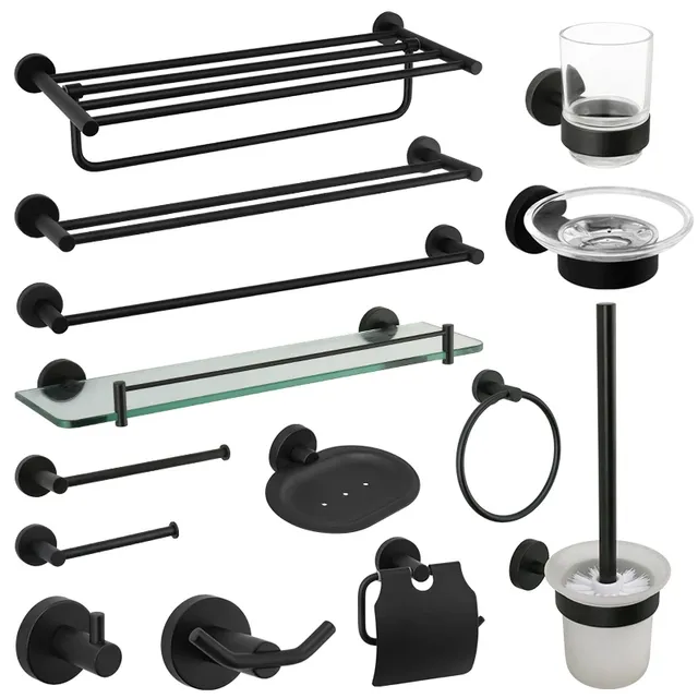 Ensemble mural accessoires salle bain noir mat acier…