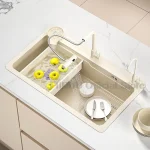 Évier de Cuisine Multifonctionnel en Acier Inoxydable, Grand Bassin Épais Fait à la Main avec Accessoires de Vidange