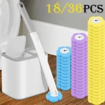 Brosse de toilette avec Kits de têtes de rechange jetables, brosse de nettoyage de salle de bains à Long manche amélioré, accessoires de Wc pour la maison, 18/36 pièces