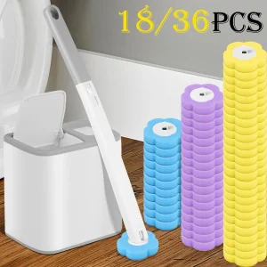 Brosse de toilette avec Kits de têtes de rechange jetables, brosse de nettoyage de salle de bains à Long manche amélioré, accessoires de Wc pour la maison, 18/36 pièces