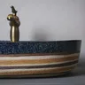 Vasque poser ovale porcelaine céramique émaillée bleu… – vue 3