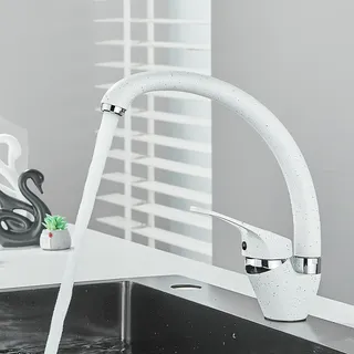 Robinet de cuisine de salle de bains blanc avec points