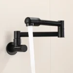 Robinet mural noir, robinet d&rsquo;eau froide unique, bec rotatif à 360 degrés, robinet de lavage, col pliant, salle de bains, cuisine