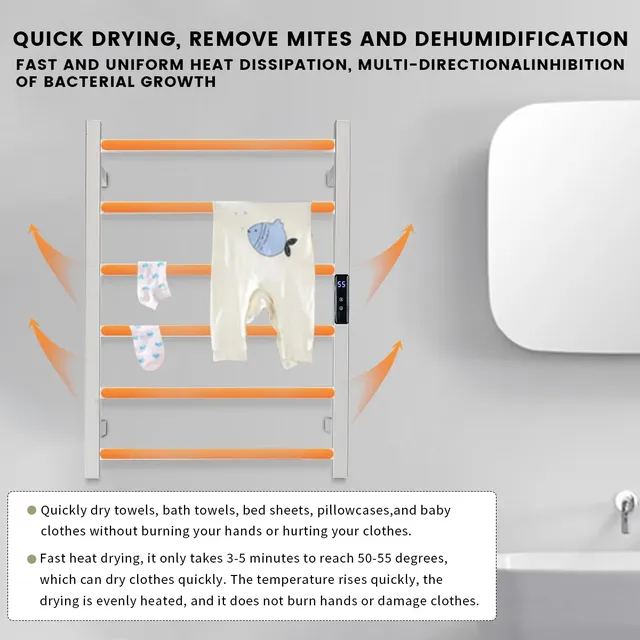 Chauffe-serviettes électrique en acier inoxydable – vue 5