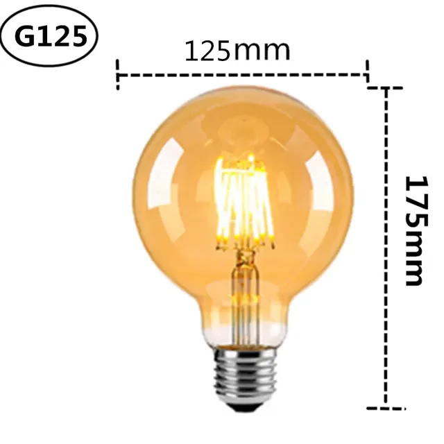 Ampoule LED à Filament Edison rétro marron doré G80 G95… – vue 3