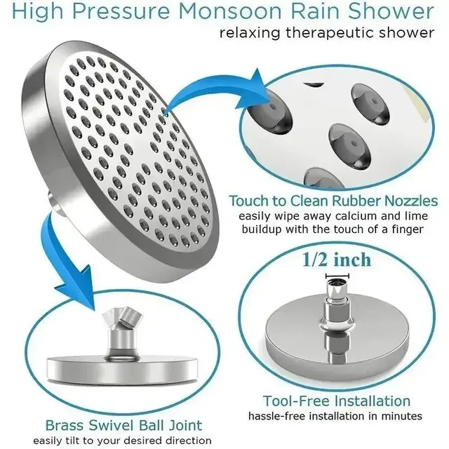 Pommeau de douche rond haute pression Angle salle de… – vue 4