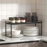 Support de rangement pour comptoir de cuisine, support de stockage pour bouteilles d&rsquo;assaisonnement, support de rangement pour bols et assiettes de grande capacité pour la maison